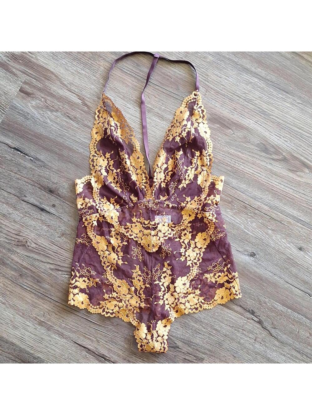 Wishlist Purple And Gold Lingerie One Piece Size Medium